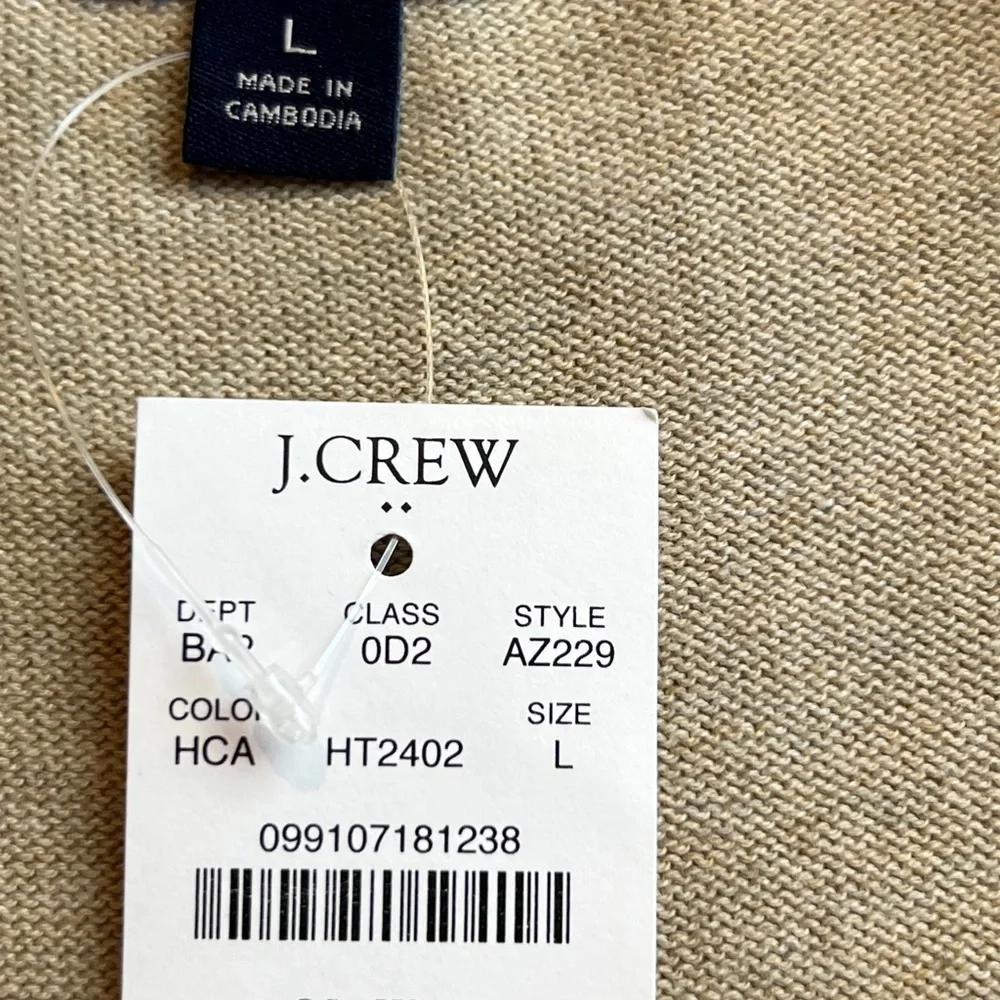 NWT’S J.Crew 100% Cotton Crew Neck Light Tan Pullover Sweater SZ L